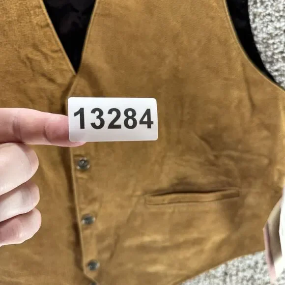 Scully Vest Suede Leather Men Large Tan Western Bourbon Snap Front New With Tags - Picture 16 of 16